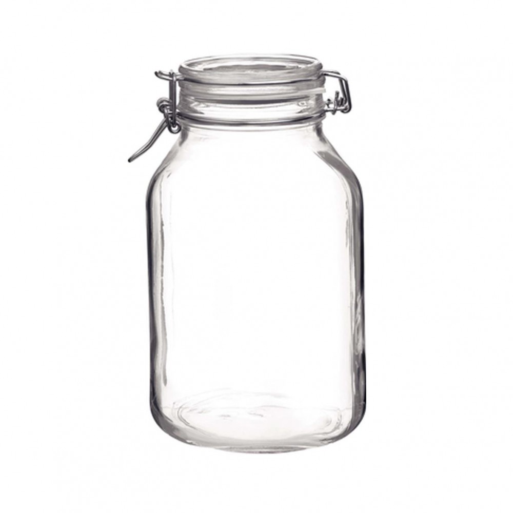 transparent Weck jar Fido 3 litres square with metal closing hinges